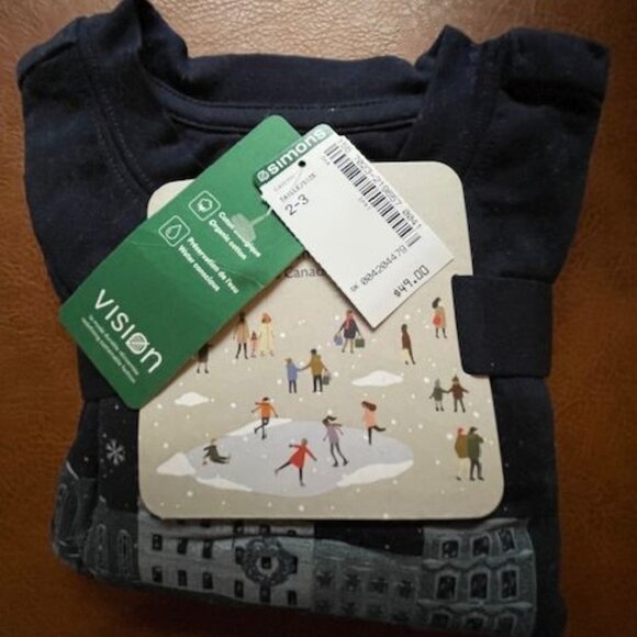NWT Simons Winter Scene Pajama Set Unisex 2-3 months - Picture 2 of 4